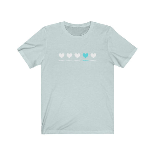  t shirt in pantone blue heart 